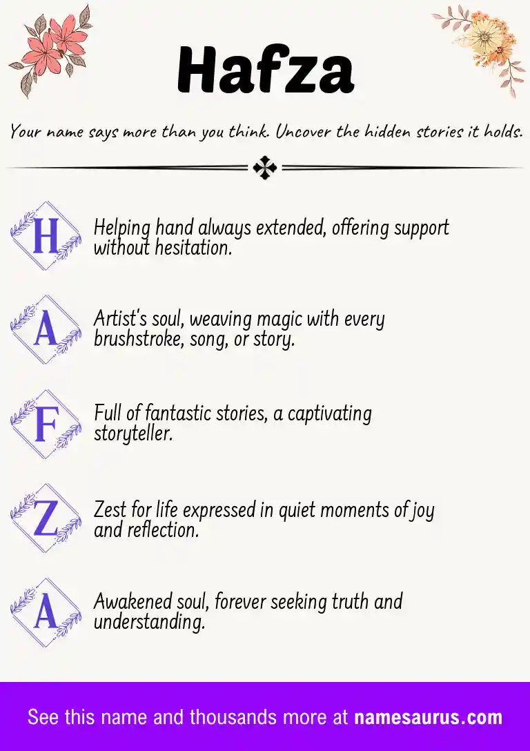 Acrostic poem about Hafza.