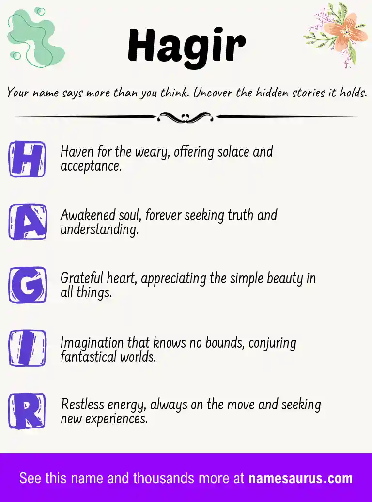 Acrostic poem about Hagir.