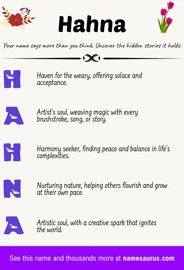 Acrostic poem about Hahna.