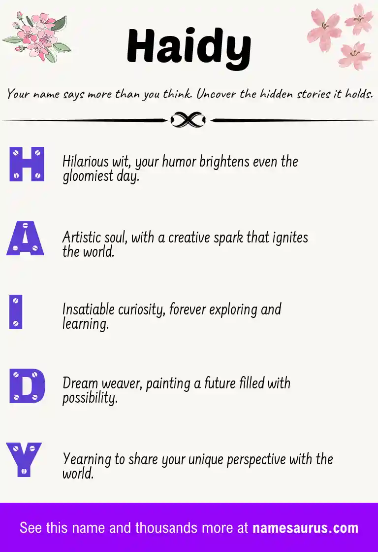 Acrostic poem about Haidy.