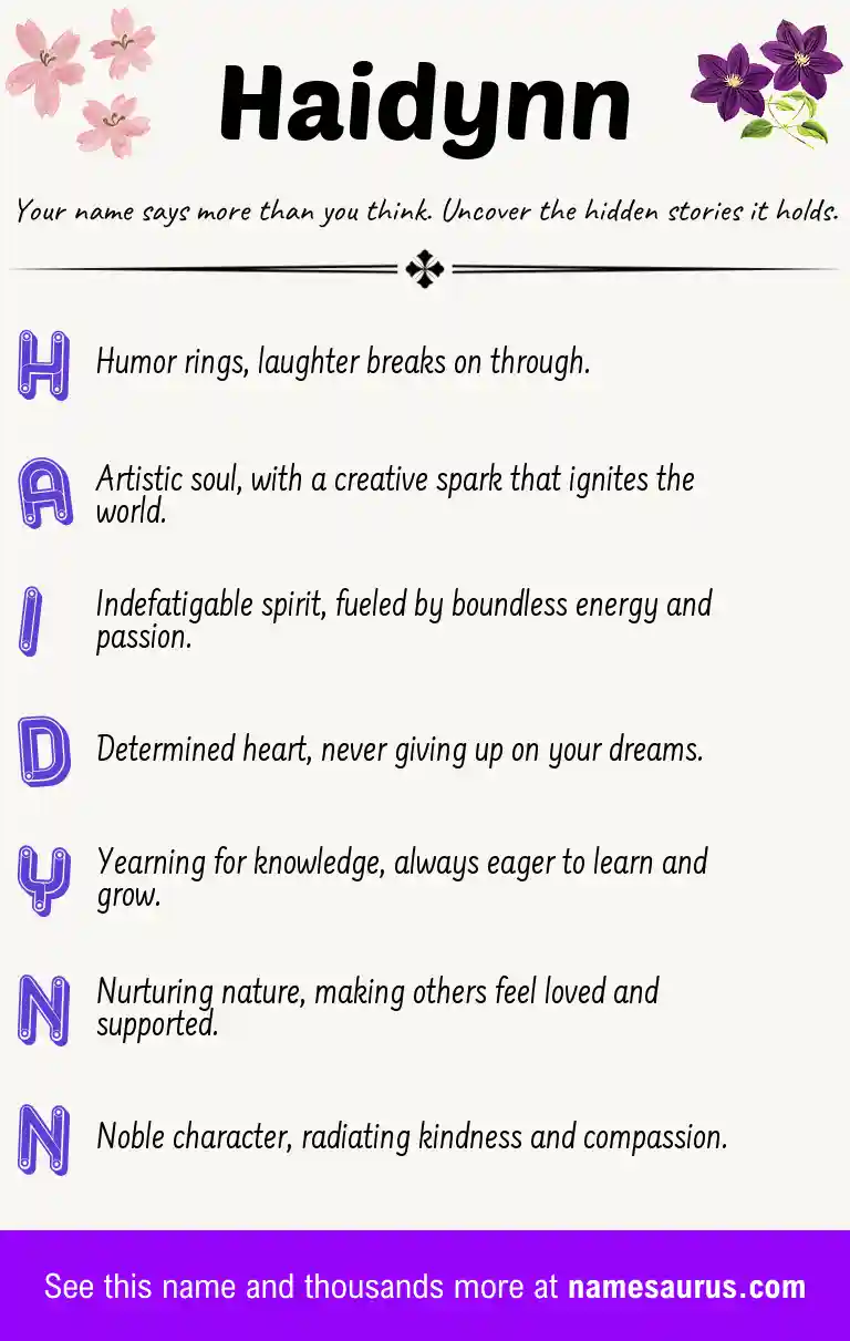 Acrostic poem about Haidynn.