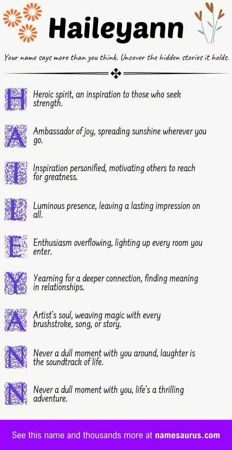 Acrostic poem about Haileyann.