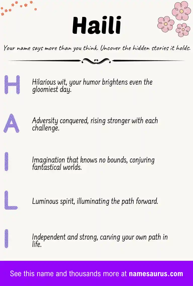 Acrostic poem about Haili.