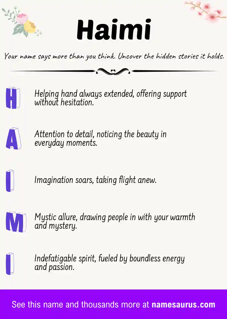 Acrostic poem about Haimi.