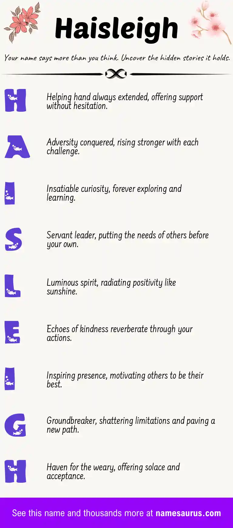 Acrostic poem about Haisleigh.