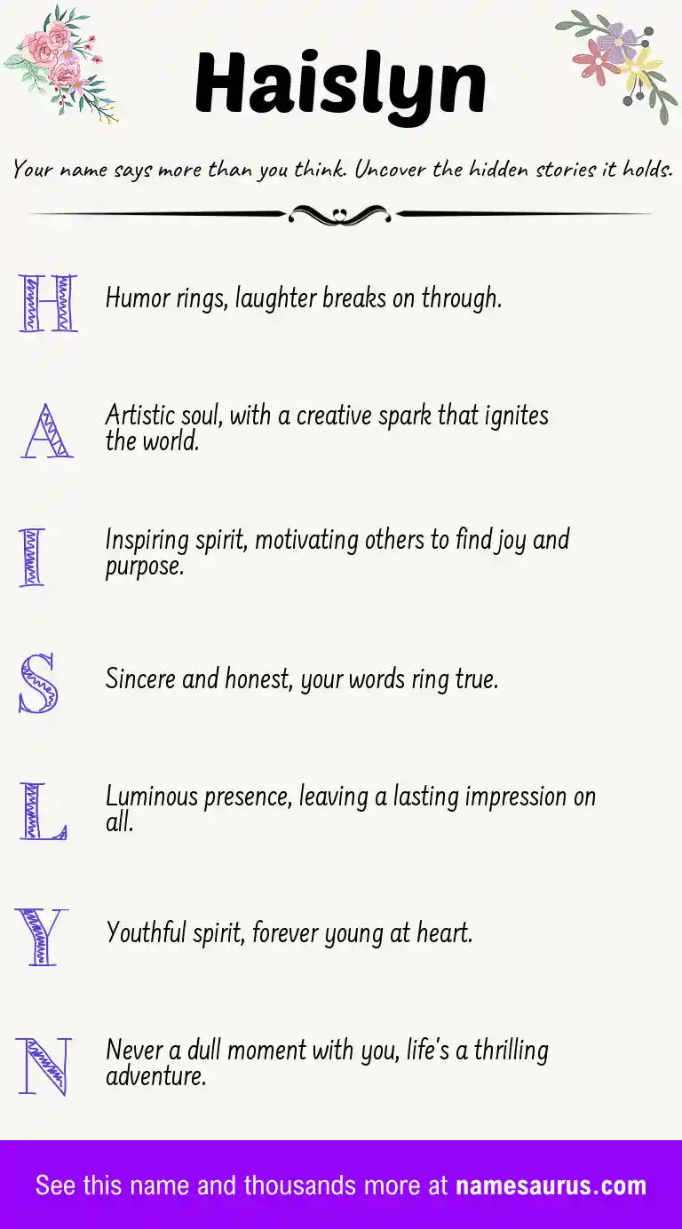Acrostic poem about Haislyn.