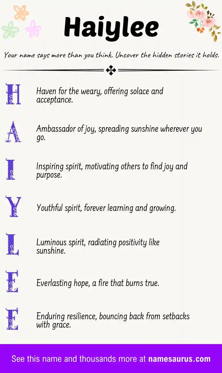 Acrostic poem about Haiylee.