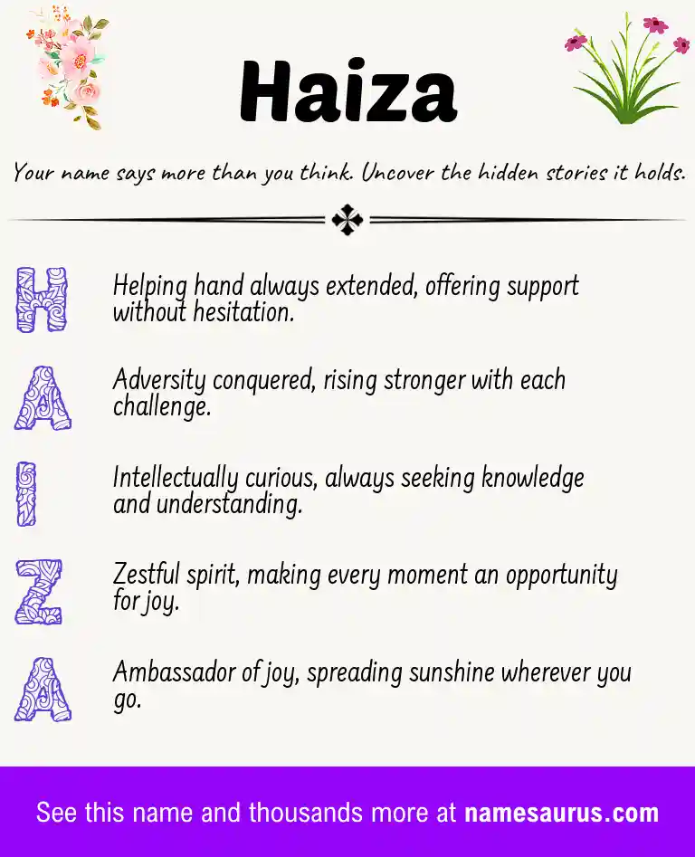 Acrostic poem about Haiza.