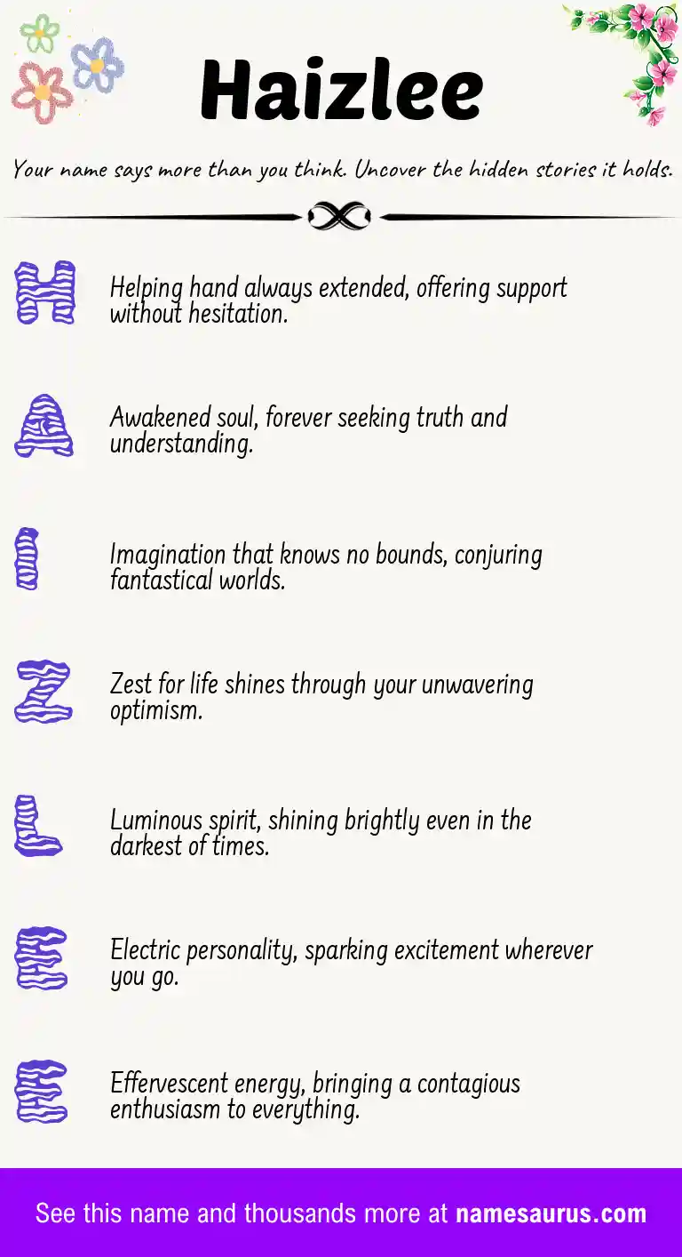 Acrostic poem about Haizlee.
