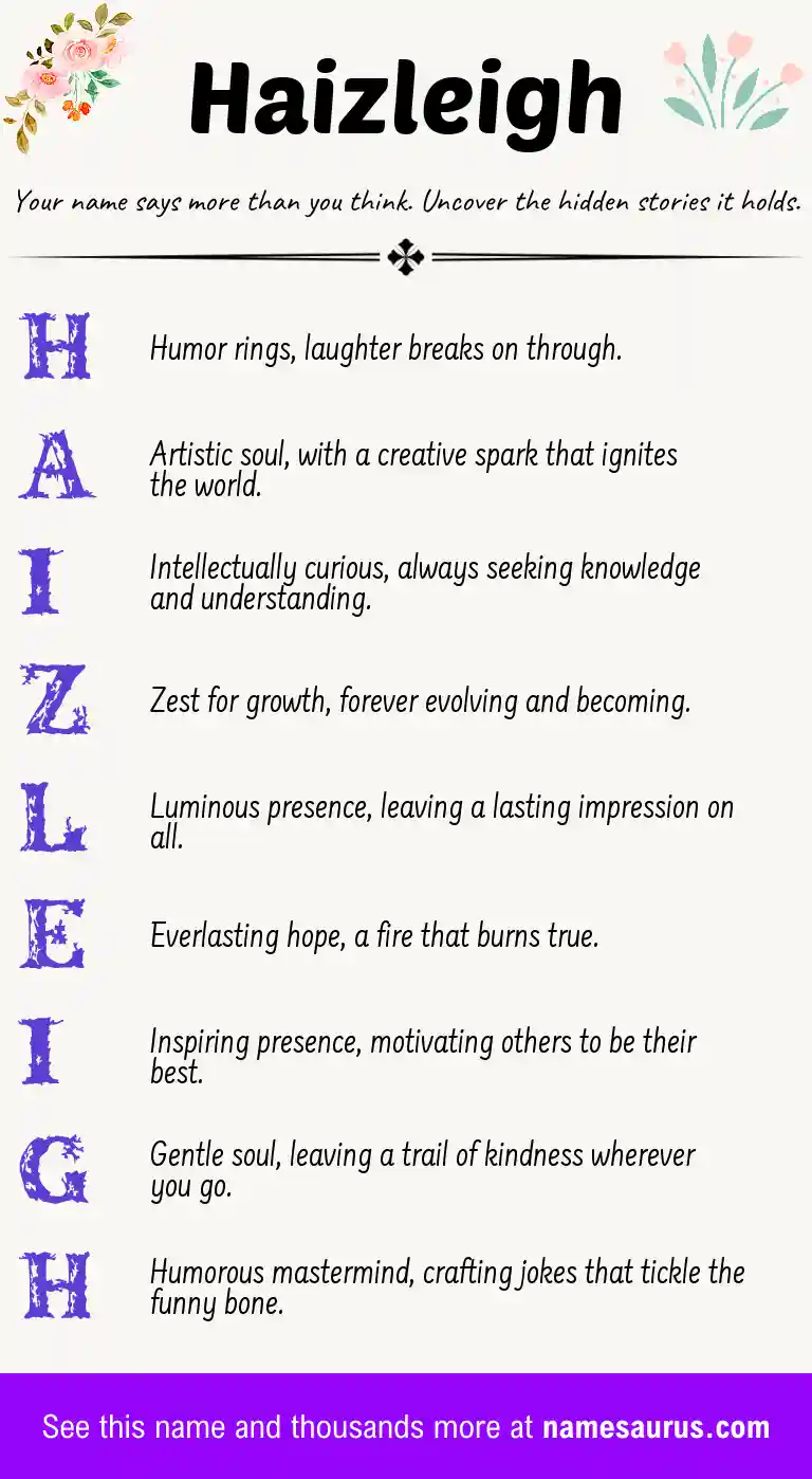 Acrostic poem about Haizleigh.
