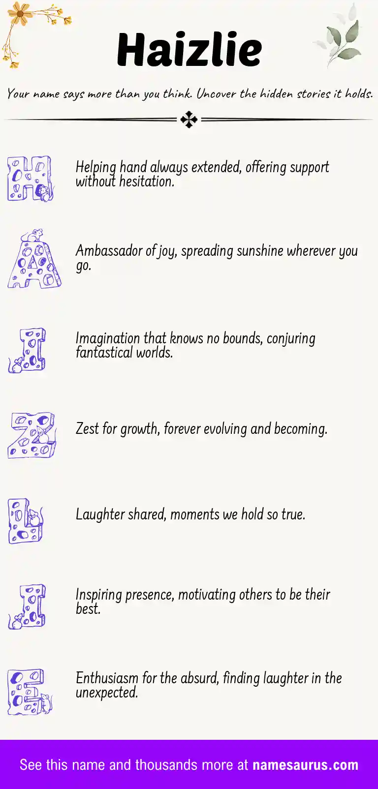 Acrostic poem about Haizlie.