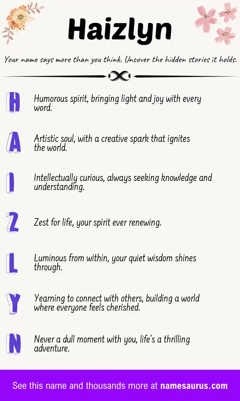Acrostic poem about Haizlyn.