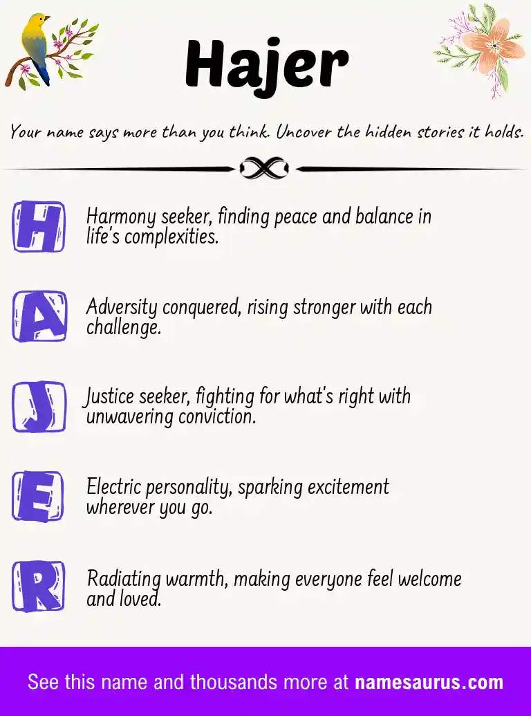 Acrostic poem about Hajer.