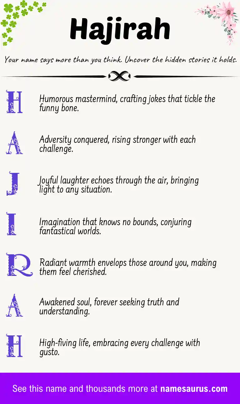 Acrostic poem about Hajirah.
