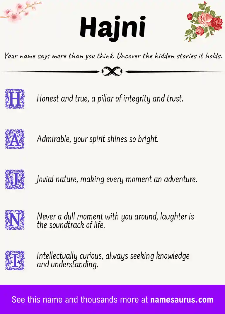 Acrostic poem about Hajni.