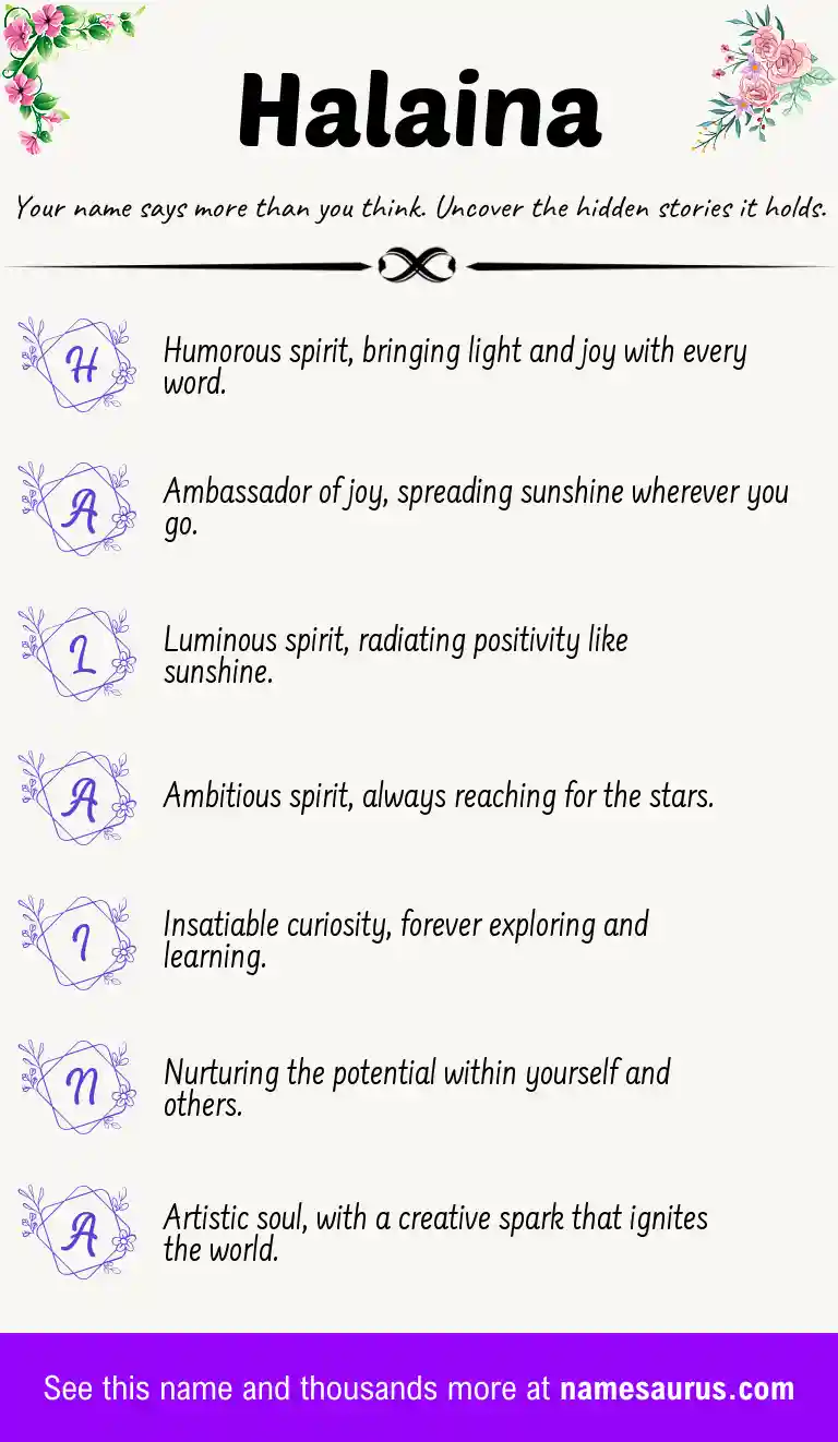 Acrostic poem about Halaina.