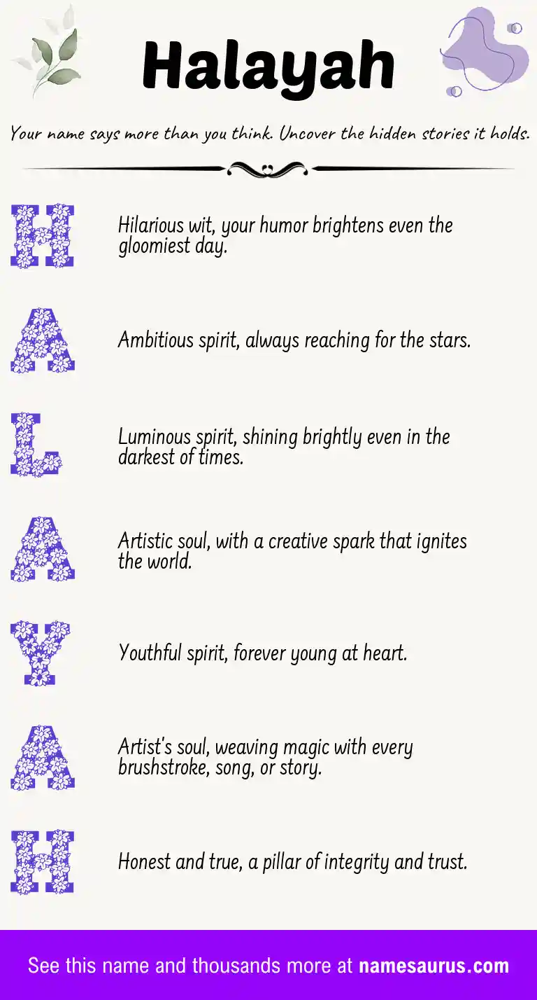 Acrostic poem about Halayah.