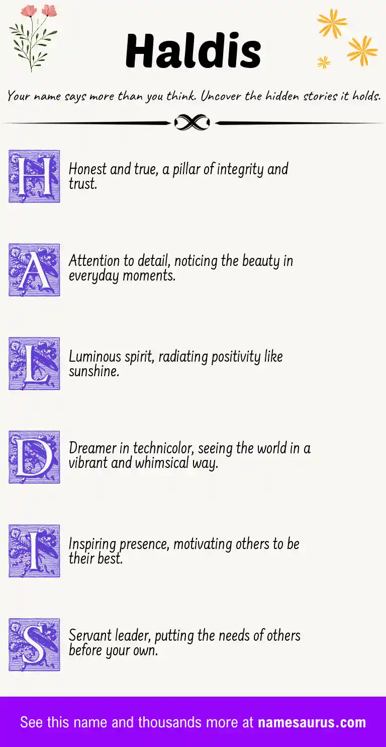 Acrostic poem about Haldis.