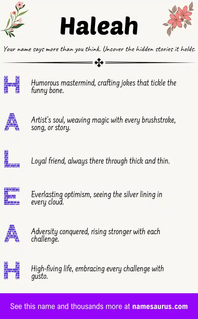 Acrostic poem about Haleah.