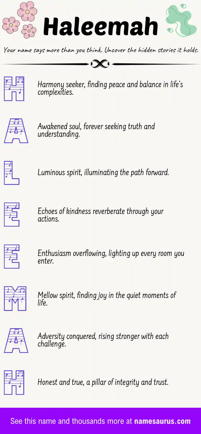 Acrostic poem about Haleemah.
