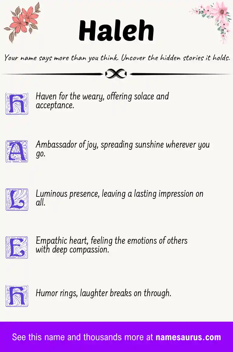 Acrostic poem about Haleh.
