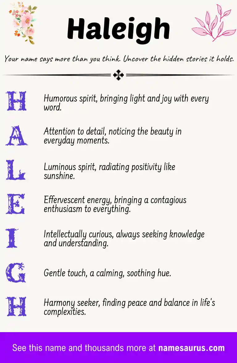 Acrostic poem about Haleigh.
