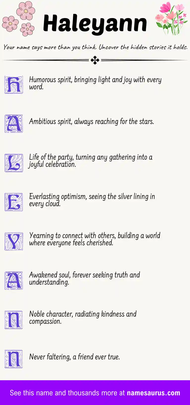 Acrostic poem about Haleyann.