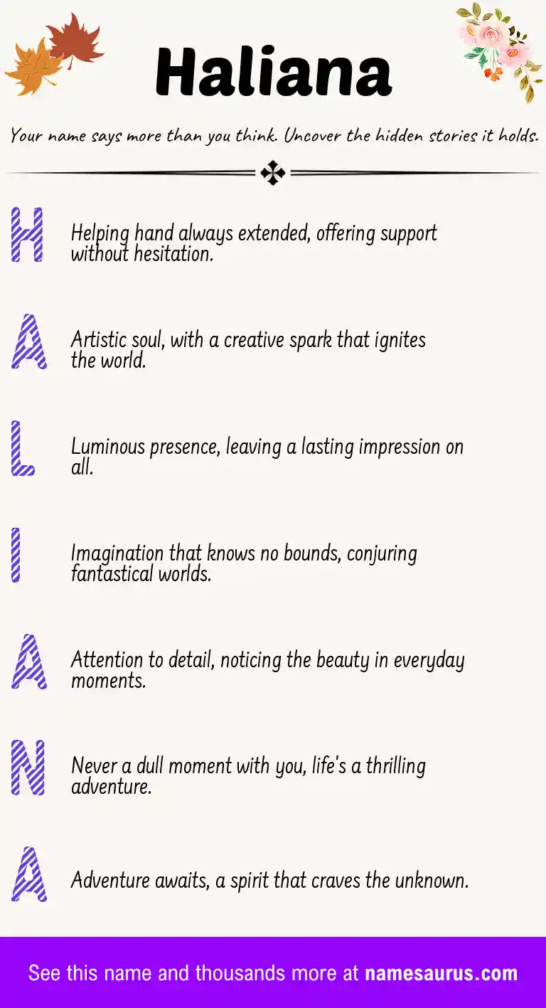 Acrostic poem about Haliana.