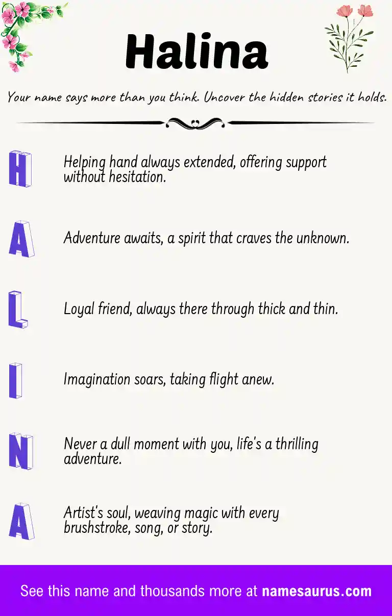 Acrostic poem about Halina.