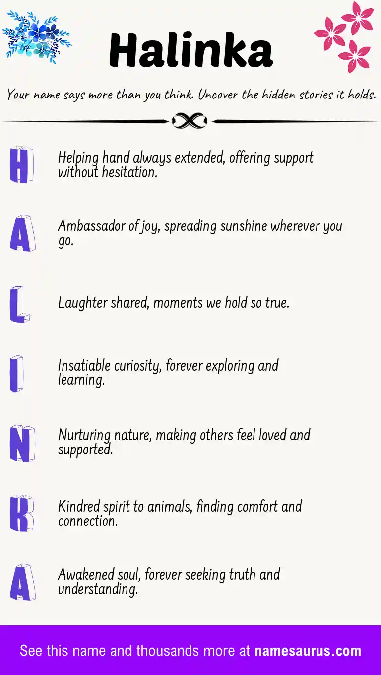 Acrostic poem about Halinka.