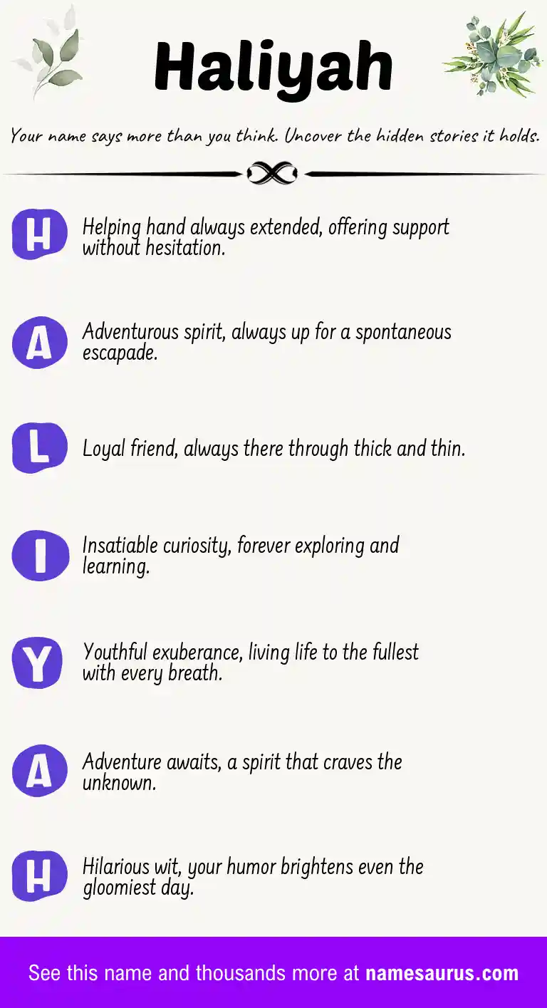 Acrostic poem about Haliyah.