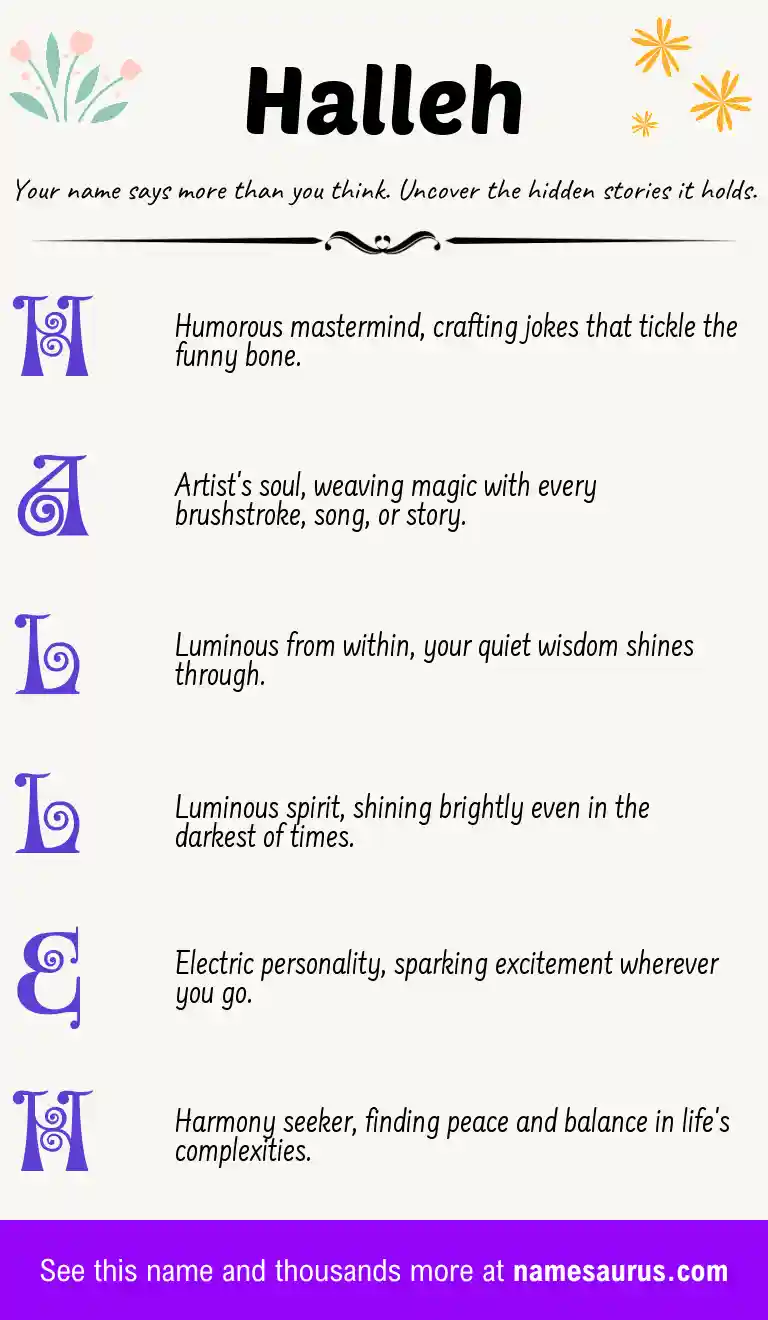 Acrostic poem about Halleh.