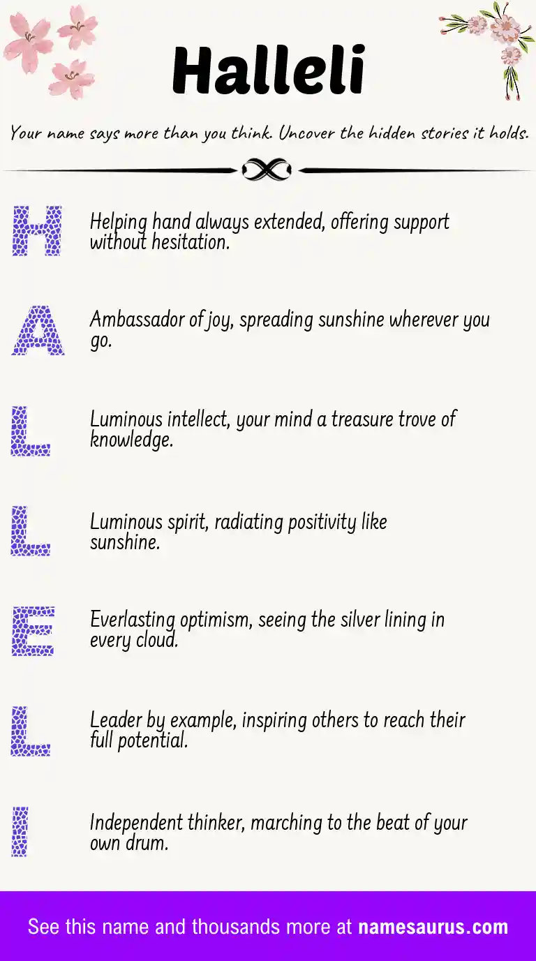 Acrostic poem about Halleli.