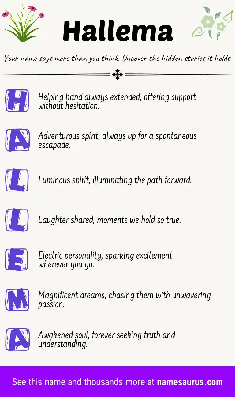 Acrostic poem about Hallema.
