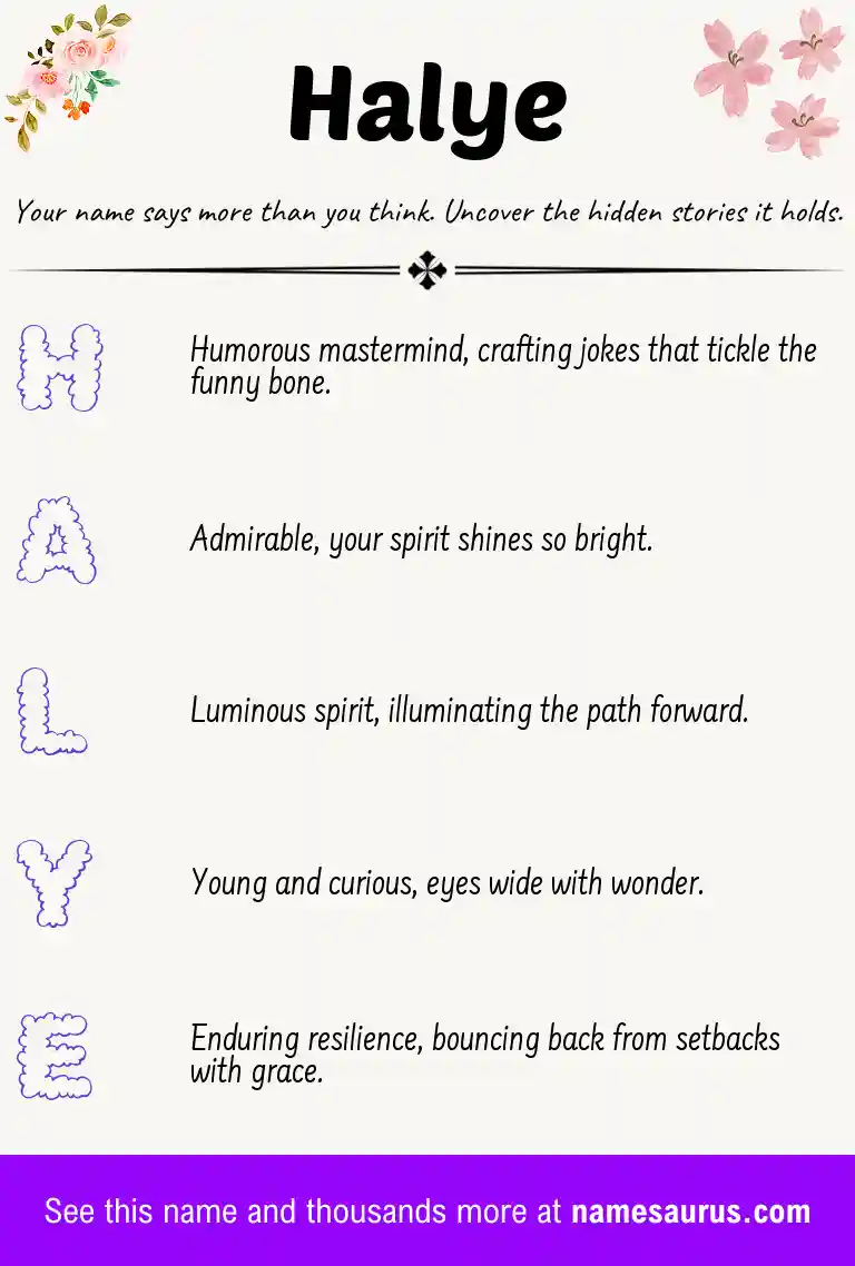Acrostic poem about Halye.