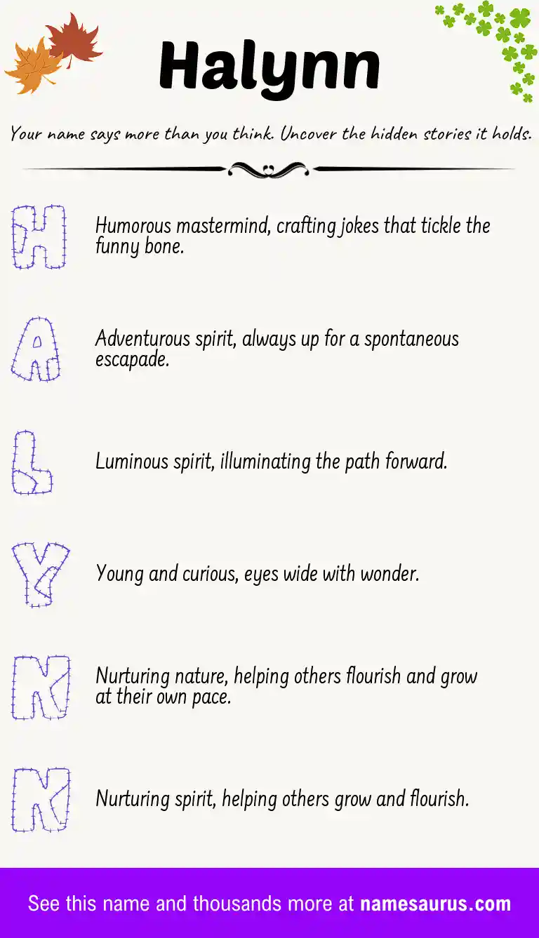 Acrostic poem about Halynn.