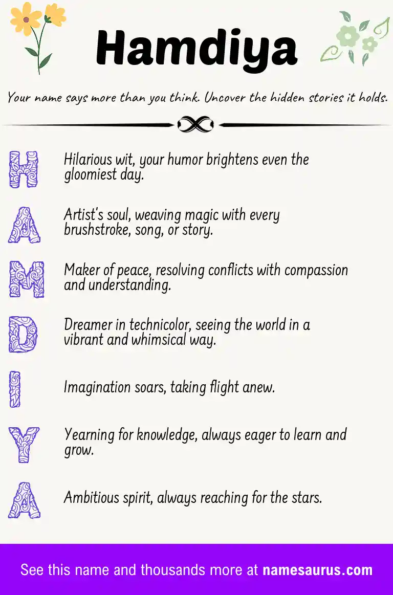 Acrostic poem about Hamdiya.