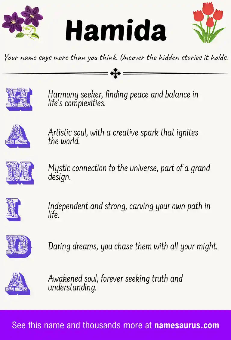 Acrostic poem about Hamida.
