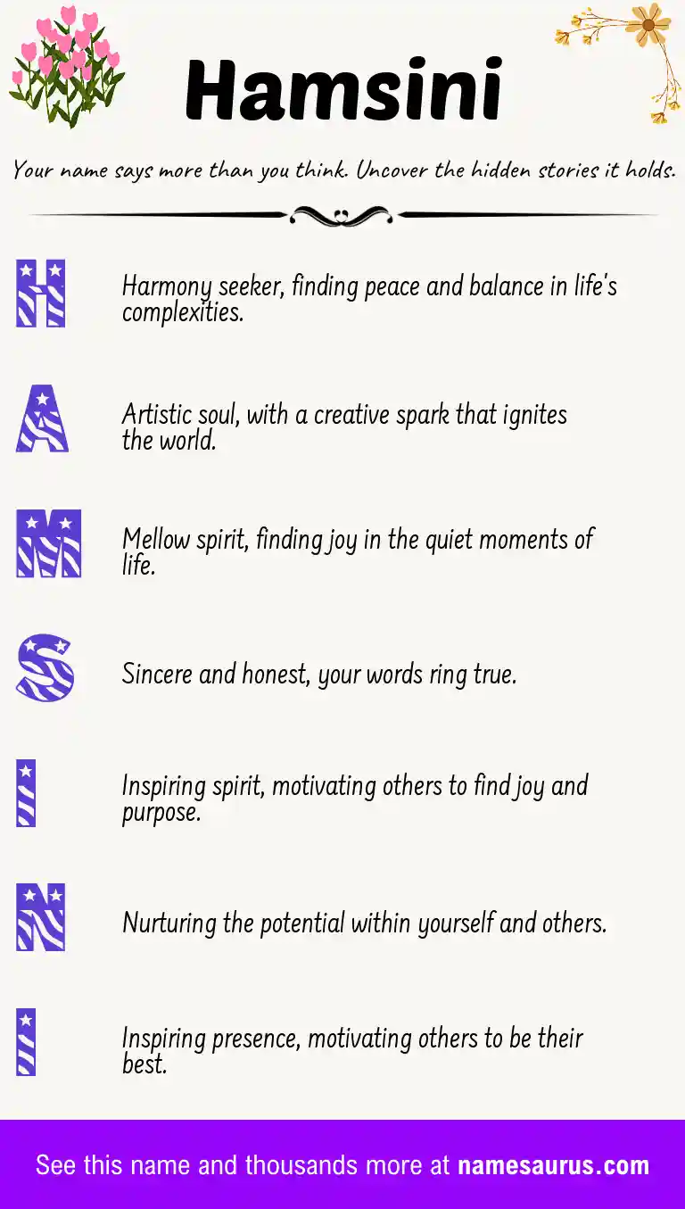 Acrostic poem about Hamsini.