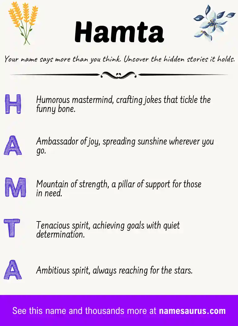Acrostic poem about Hamta.