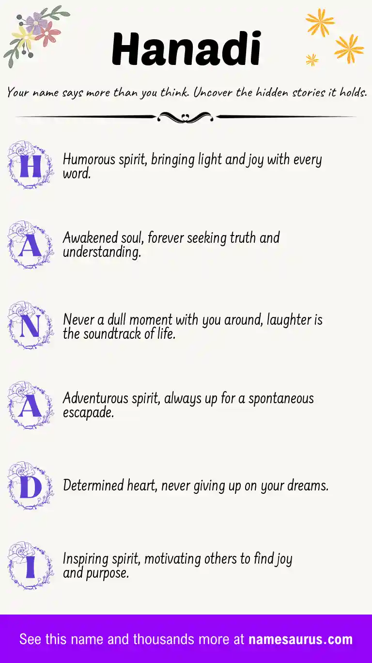 Acrostic poem about Hanadi.