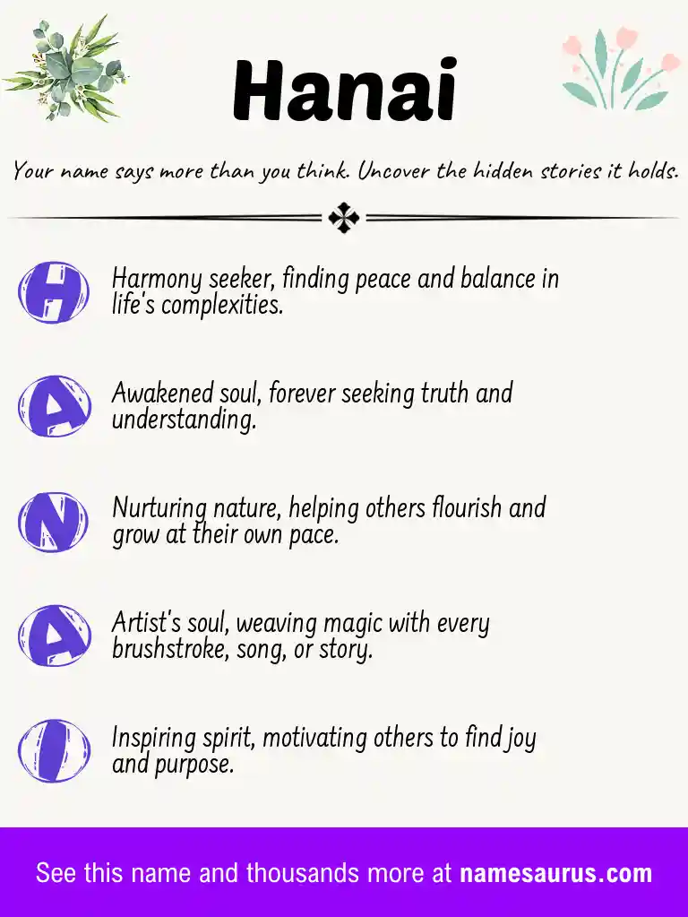 Acrostic poem about Hanai.