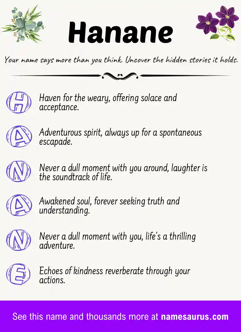 Acrostic poem about Hanane.