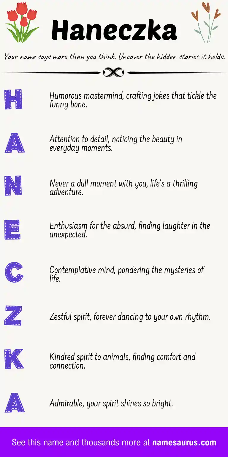 Acrostic poem about Haneczka.