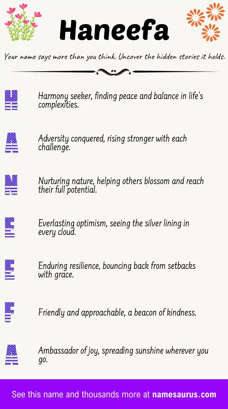 Acrostic poem about Haneefa.