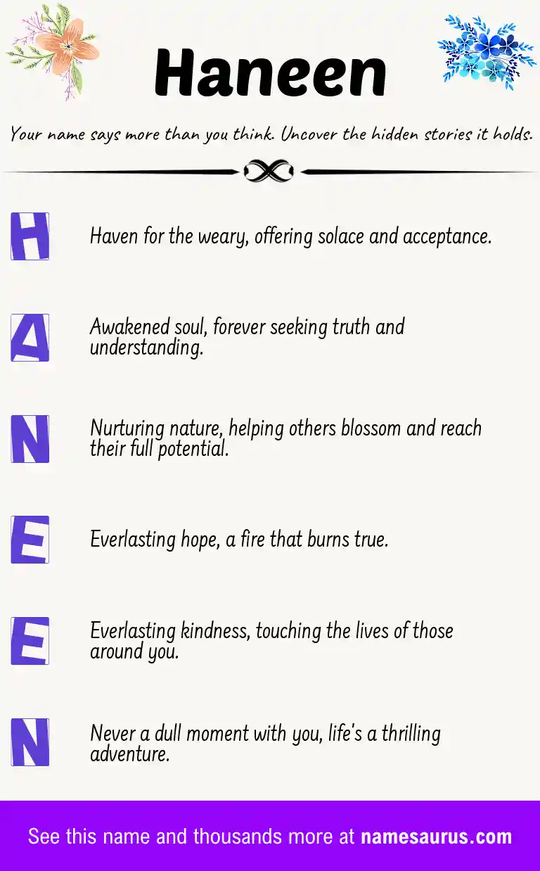 Acrostic poem about Haneen.