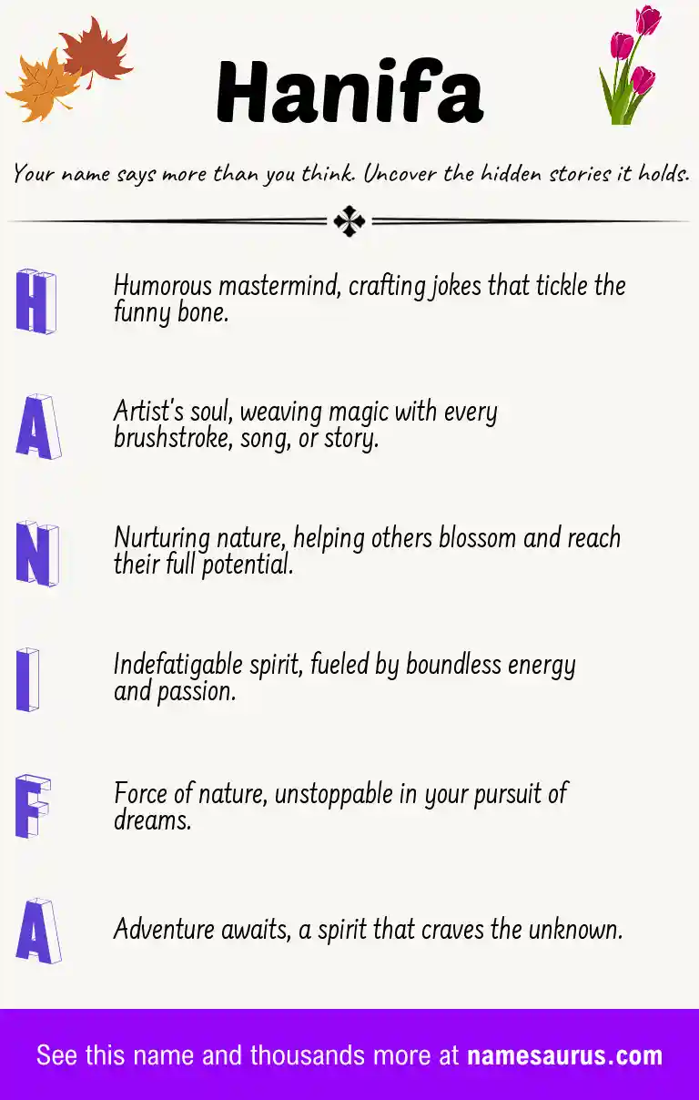 Acrostic poem about Hanifa.