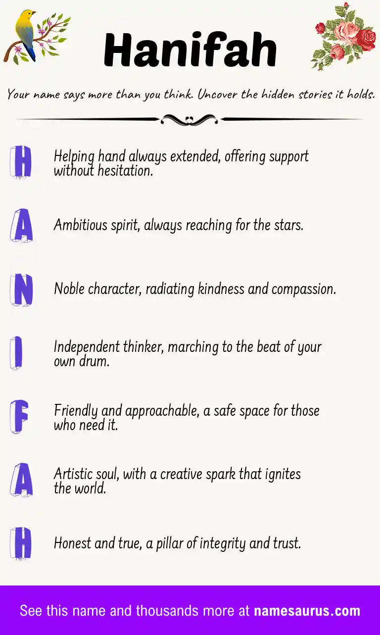 Acrostic poem about Hanifah.