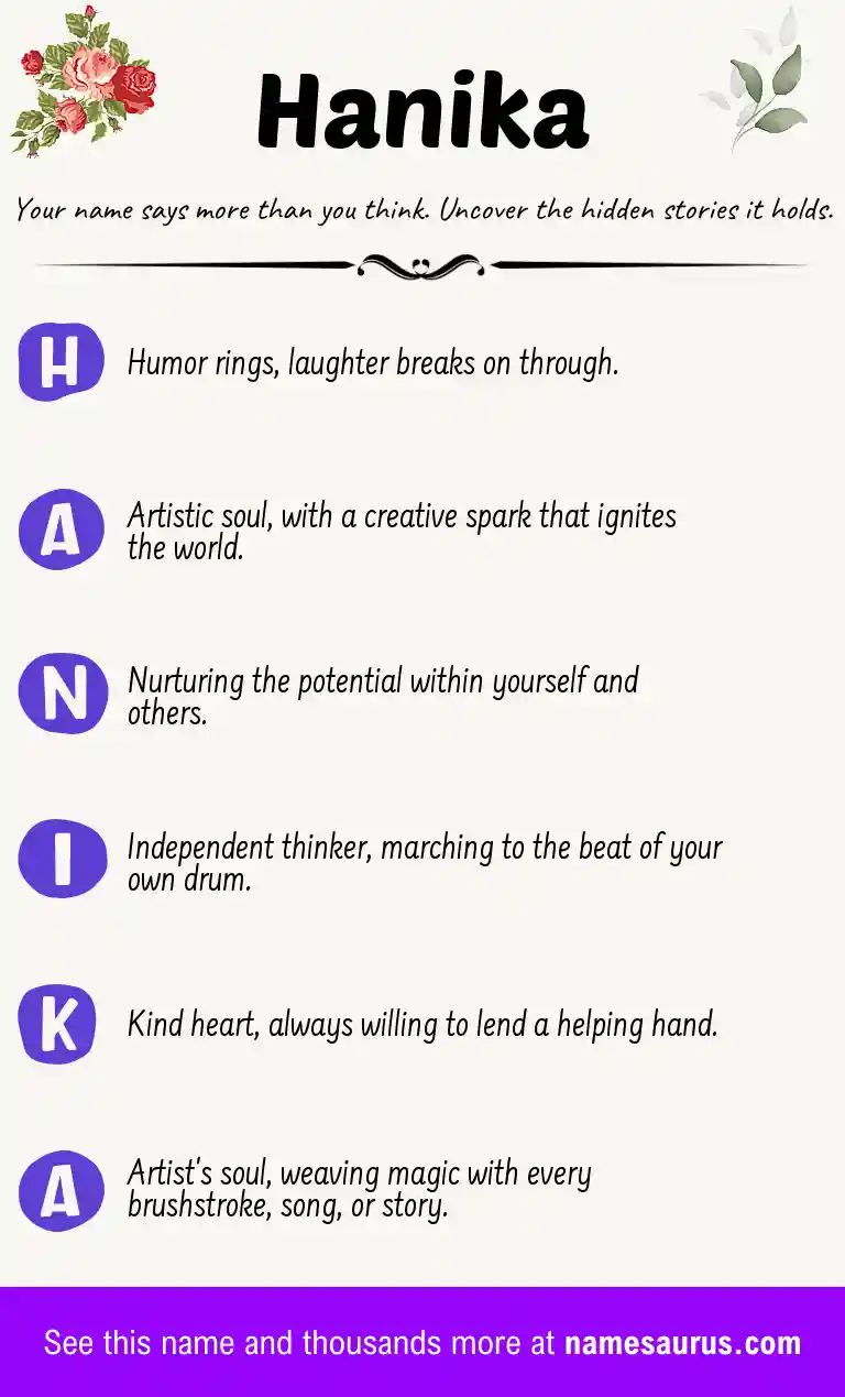 Acrostic poem about Hanika.