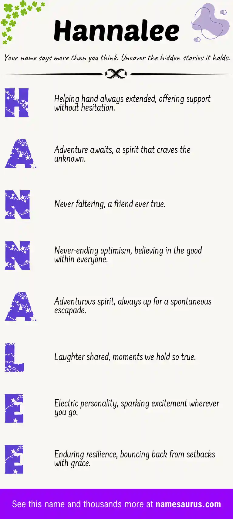 Acrostic poem about Hannalee.